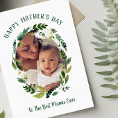 Sweet Greenery Mother's Day Photo Card for Mom カード