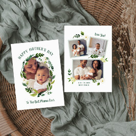 Sweet Greenery Mother's Day Photo Card for Mom カード