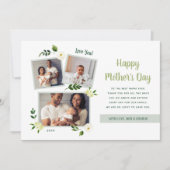 Sweet Greenery Mother's Day Photo Card for Mom カード (正面)