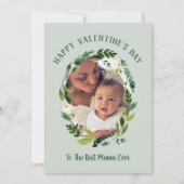 Sweet Greenery Valentine's Day Photo Card for Mom カード (正面)