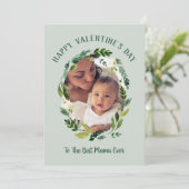 Sweet Greenery Valentine's Day Photo Card for Mom カード (スタンド正面)
