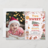 Sweet Groovy Christmas 2nd Birthday Photo 招待状 (正面)