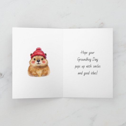Sweet Groundhog Day | Peek-a-boo Poem カード (内部)