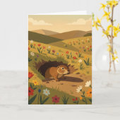 Sweet Groundhog Day | Wishing for Spring! カード (黄色い花)