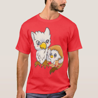 Sweet Gryphon Family Birds Kawaii Anime Japanese r Tシャツ
