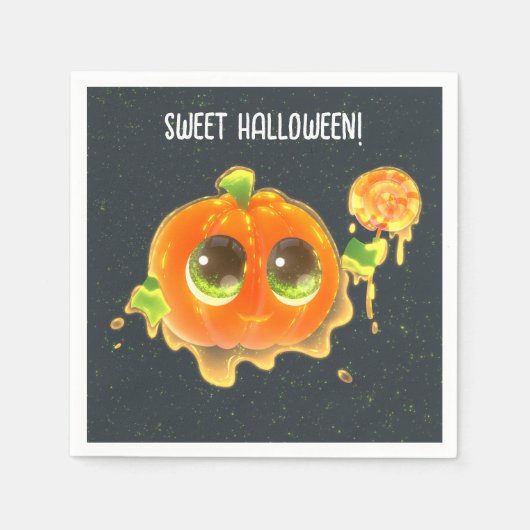 Sweet Halloween Party Paper Napkin with Pumpkin  スタンダードカクテルナプキン (正面)