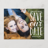 Sweet Hand Letteredタイポグラフィ写真Save the Date 案内ポストカード (正面)
