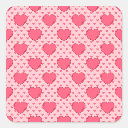 Sweet Happy Valentine’s Day Red Heart for Lovers スクエアシール (正面)