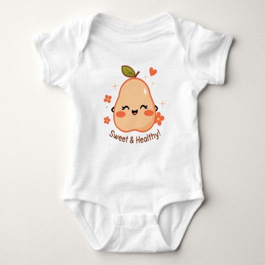 "Sweet & Healthy" cute fruit design Baby ベビーボディスーツ (正面)