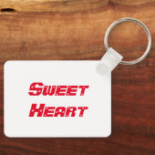 Sweet Heart 名前 印刷 赤色 テキスト ラニヤード キーホルダー (正面)
