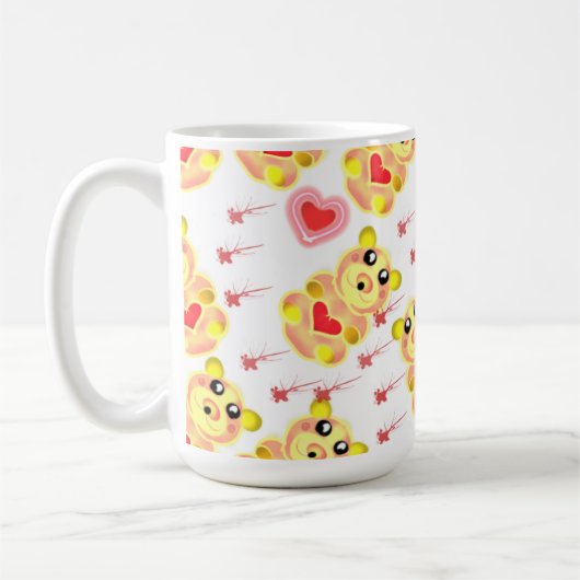 Sweet Heart Bear Nursery Pattern コーヒーマグカップ (左)