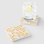 Sweet Heart Bear Nursery Pattern ストーンコースター (横)