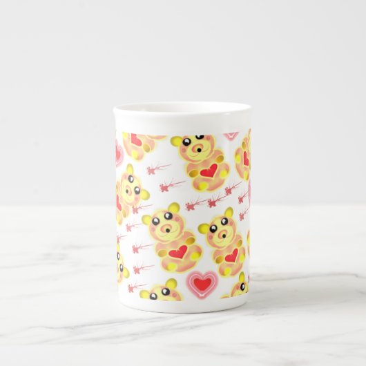 Sweet Heart Bear Nursery Pattern ボーンチャイナマグカップ (正面)