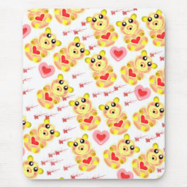 Sweet Heart Bear Nursery Pattern マウスパッド