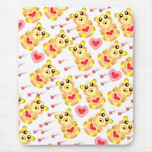 Sweet Heart Bear Nursery Pattern マウスパッド (正面)