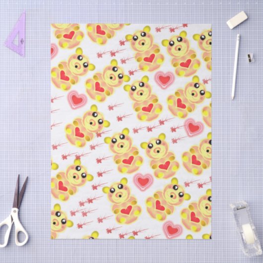 Sweet Heart Bear Nursery Pattern 薄葉紙 (クラフト)