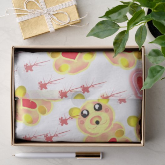 Sweet Heart Bear Nursery Pattern 薄葉紙 (ギフト)