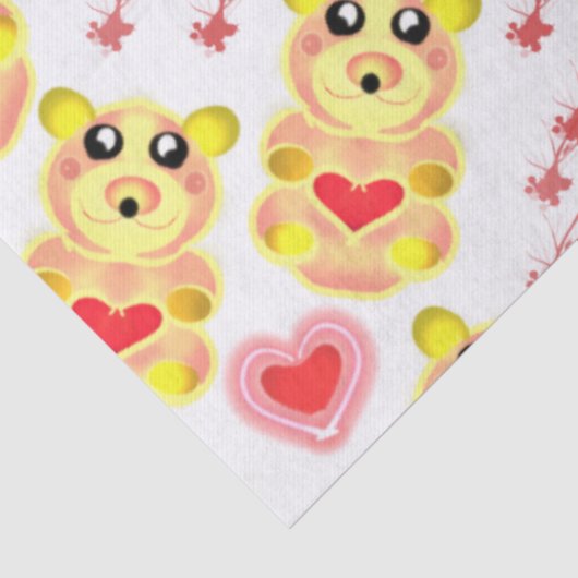 Sweet Heart Bear Nursery Pattern 薄葉紙 (詳細)