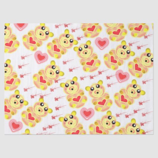 Sweet Heart Bear Nursery Pattern 薄葉紙 (正面)