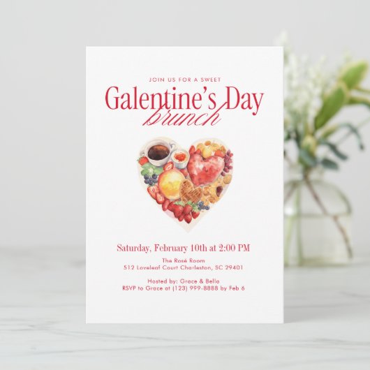 Sweet Heart Brunch Galentine’s Day Brunch 招待状 (スタンド正面)
