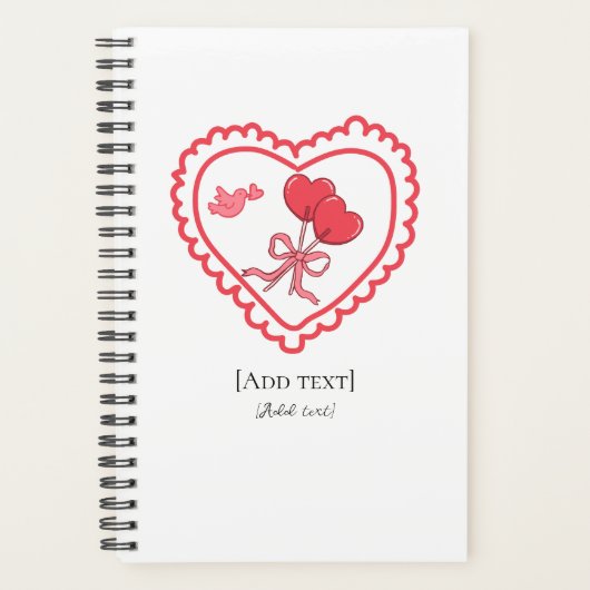 Sweet Heart Lollipop & Bird Personalized Notebook プランナー手帳 (正面)