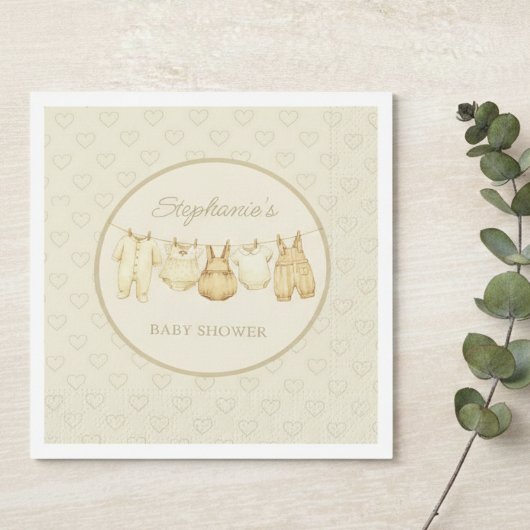 Sweet Heart Pattern Baby Shower スタンダードランチョンナプキン