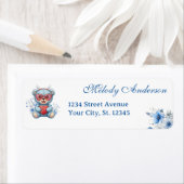 Sweet Heart Teddy Bear Blue Baby Shower ラベル (インサイチュ)