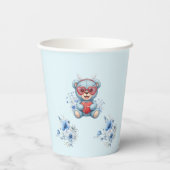 Sweet Heart Teddy Bear Blue Baby Shower  紙コップ (裏面)