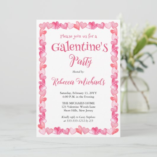 Sweet Hearts Frame Galentine's Day Party 招待状 (スタンド正面)