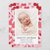 Sweet Hearts Photo Birth Announcement | Valentine 案内状 (正面/裏面)