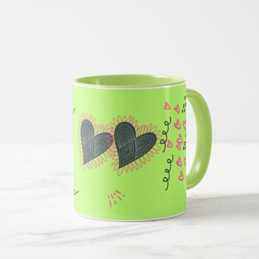Sweet Hearts & Sunflowers Valentine's Day Mug マグカップ (正面右)