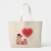 Sweet Hearts & Teddy Bear Valentine Bag ラージトートバッグ (裏面)