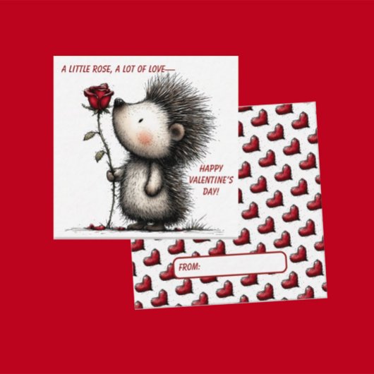 Sweet Hedgehog Valentine Card  ノートカード
