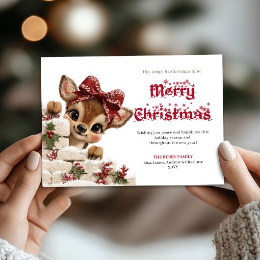 Sweet holiday baby reindeer festive greeting card シーズンカード