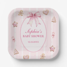 Sweet Holiday Baby Shower Pink Cookie ペーパープレート