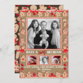 Sweet Holiday Christmas Gingerbread Cookie写真 シーズンカード (正面/裏面)