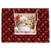 Sweet Holiday Santa Claus Red Nose Rudolph Bag ラージペーパーバッグ (正面)