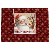 Sweet Holiday Santa Claus Red Nose Rudolph Bag ラージペーパーバッグ (裏面)