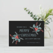 Sweet Holly Berry Christmas Non-Photo Black  シーズンカード (スタンド正面)