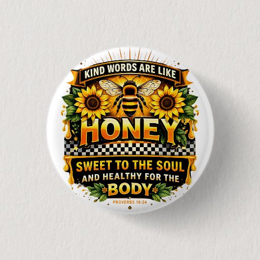 Sweet Honey | 箴言 16:24 ボタン 缶バッジ (正面)