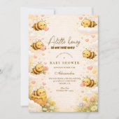 Sweet Honey Bee Baby Shower 招待状 (正面)