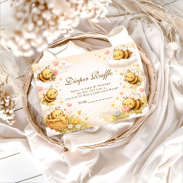 Sweet Honey Bee Baby Shower Diapper Raffle エンクロージャーカード