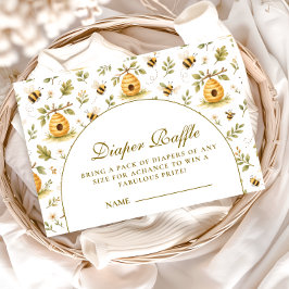Sweet Honey Bee Baby Shower Diapper Raffle エンクロージャーカード