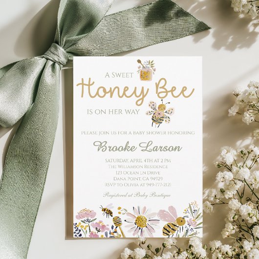 Sweet Honey Bee Baby Shower Invitation 招待状