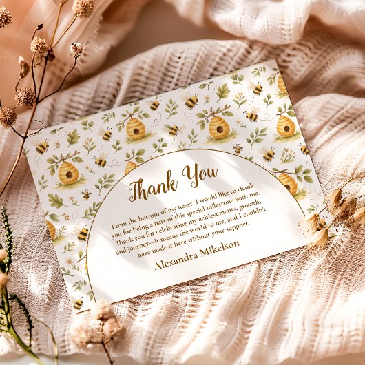 Sweet Honey Bee Wild One Birthday サンキューカード