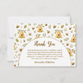 Sweet Honey Bee Wild One Birthday サンキューカード (正面)