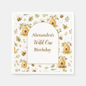 Sweet Honey Bee Wild One Birthday スタンダードカクテルナプキン (正面)
