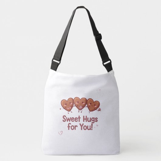 Sweet Hugs for You – かわいいバレンタインデーTシャツ クロスボディバッグ (正面)