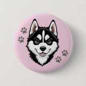 Sweet Husky Puppy Siberian 缶バッジ (正面)