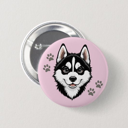 Sweet Husky Puppy Siberian 缶バッジ (正面&裏面)